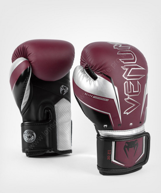 Боксерские перчатки Venum Elite Evo Burgundy/Silver