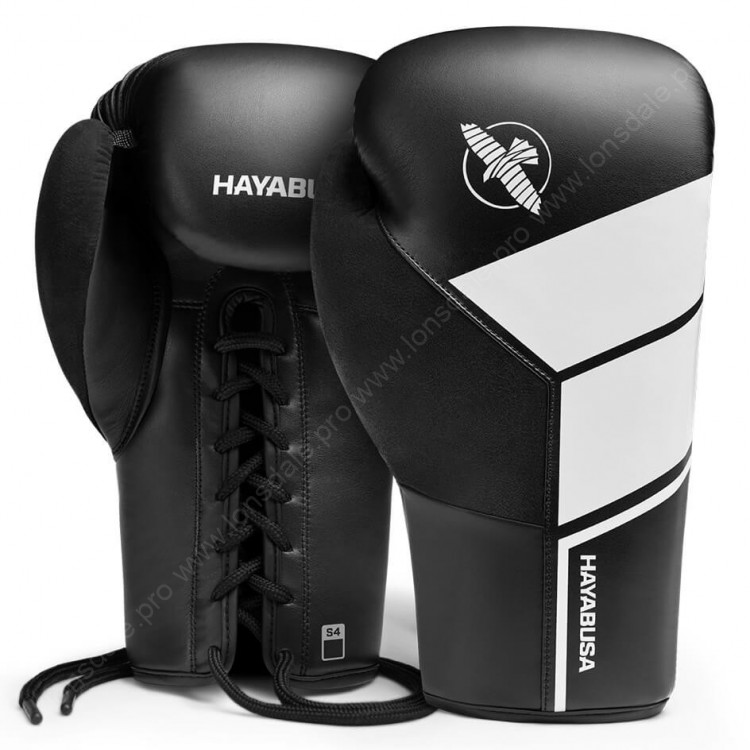 Боксерские перчатки Hayabusa S4 Lace Up Boxing Gloves - Black