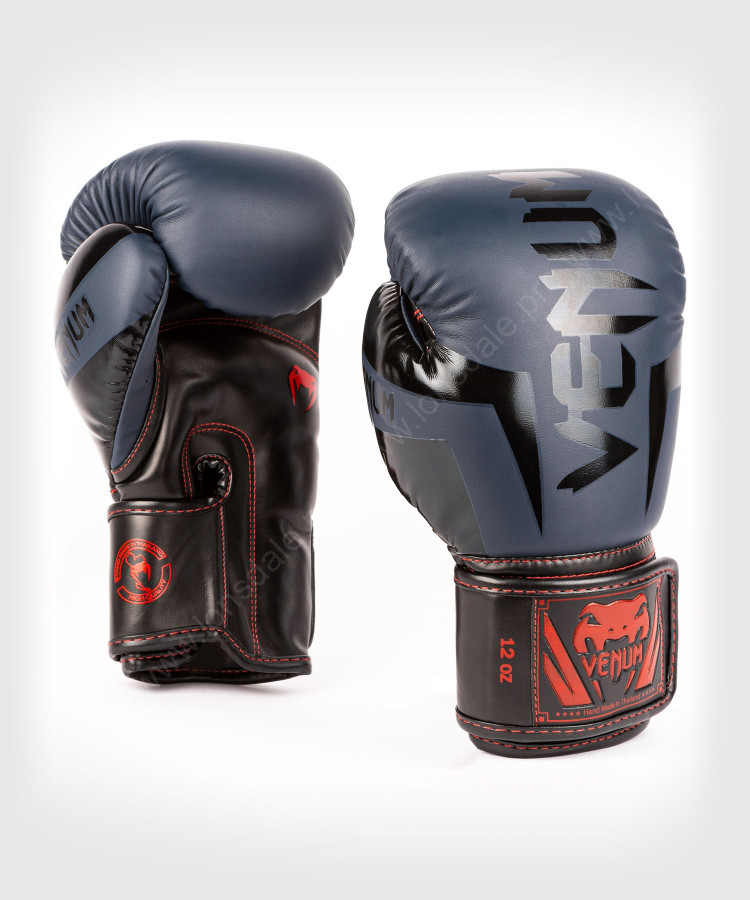 Боксерские перчатки Venum Elite Navy Blue/Black-Red
